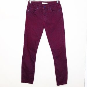 Tory Burch Printed Skinny Straight Leg Jeans